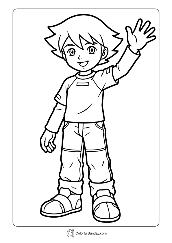 Christopher Thorndyke coloring picture from Sonic X anime series standing cheerfully coloring picture