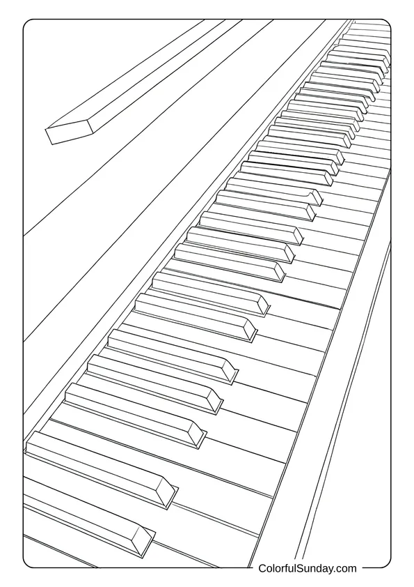 Pokemon Badges And Logo Coloring Page Detailed drawing of piano keys viewed from above, presented in a coloring page format.