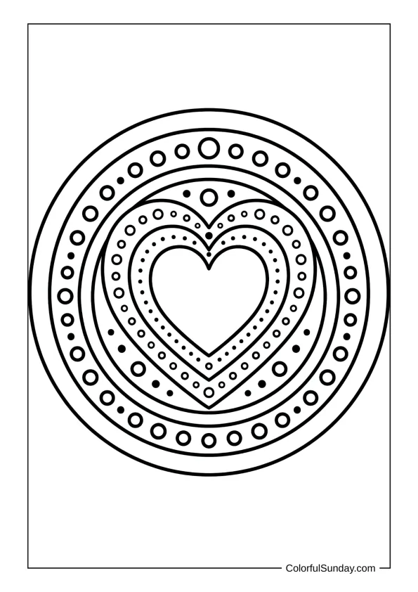 Simple patterned heart in a coloring page