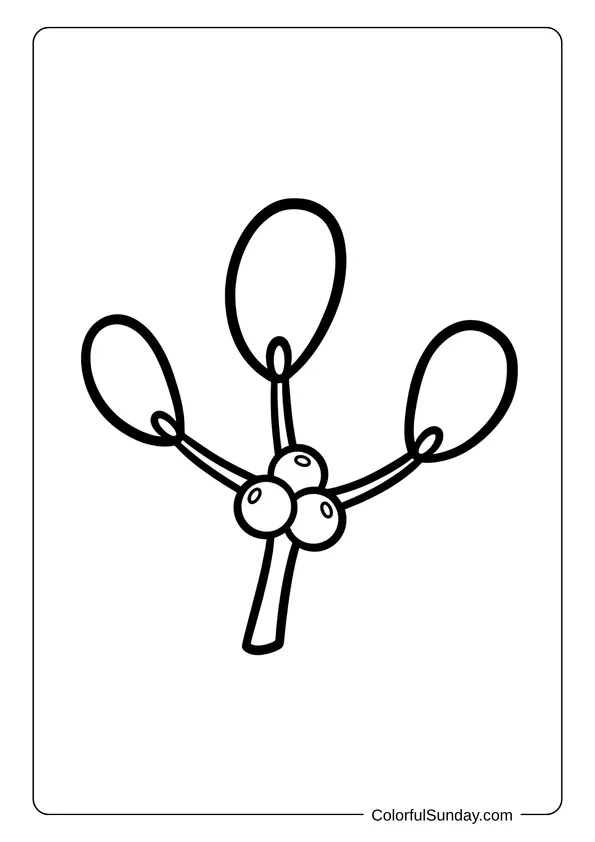 A coloring page of easy mistletoe designed for preschoolers.