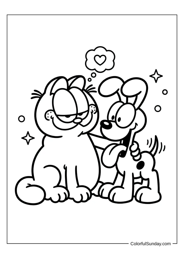 Garfield and Odie being best friends coloring pic