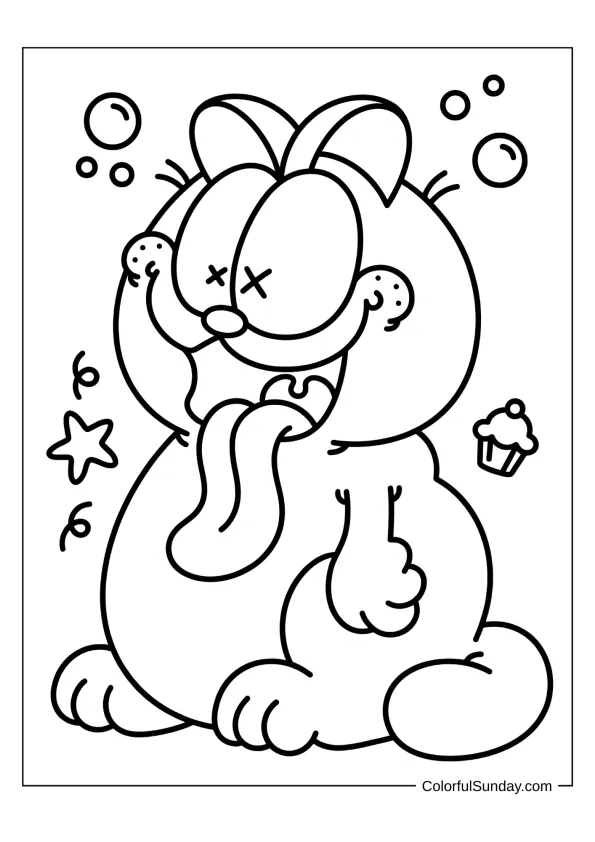 Garfield making silly faces coloring picture