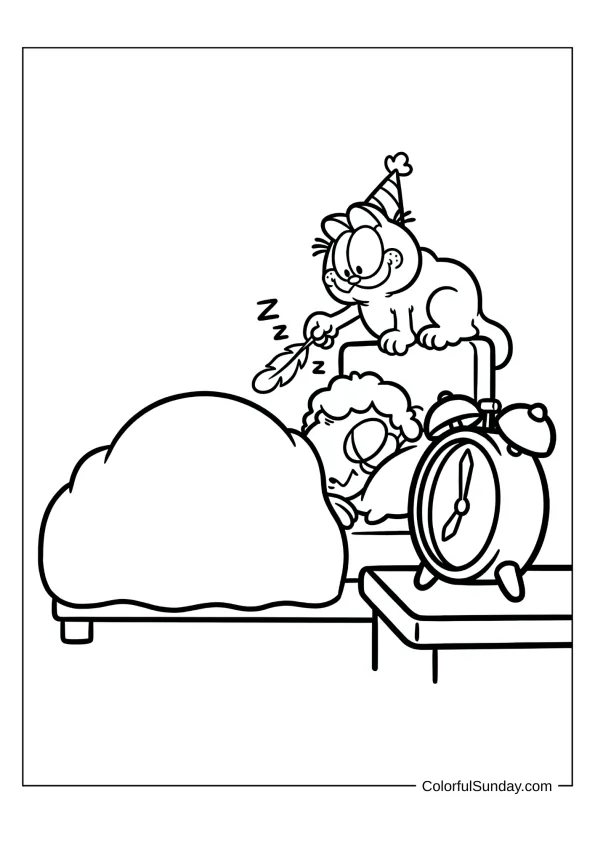 Garfield Waking Up Jon Arbuckle To Color Garfield trying to wake up Jon Arbuckle to color