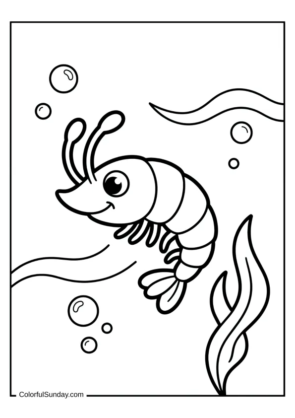 Small krill from SpongeBob SquarePants swimming in the ocean coloring page