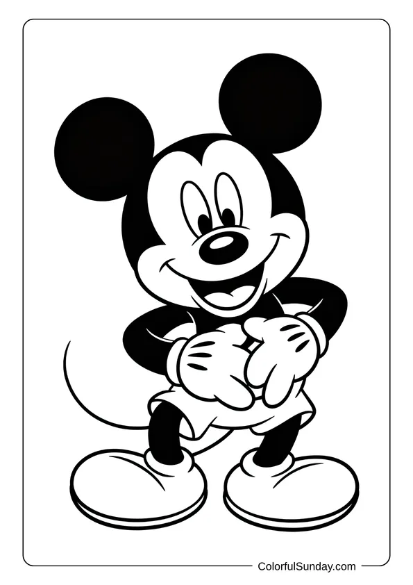 Pikachu From Pokemon Coloring Page Mickey Mouse laughing out loud with joy is the focus of this fun coloring page.