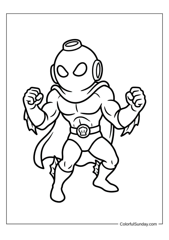 Man Ray the villain in a threatening pose coloring page