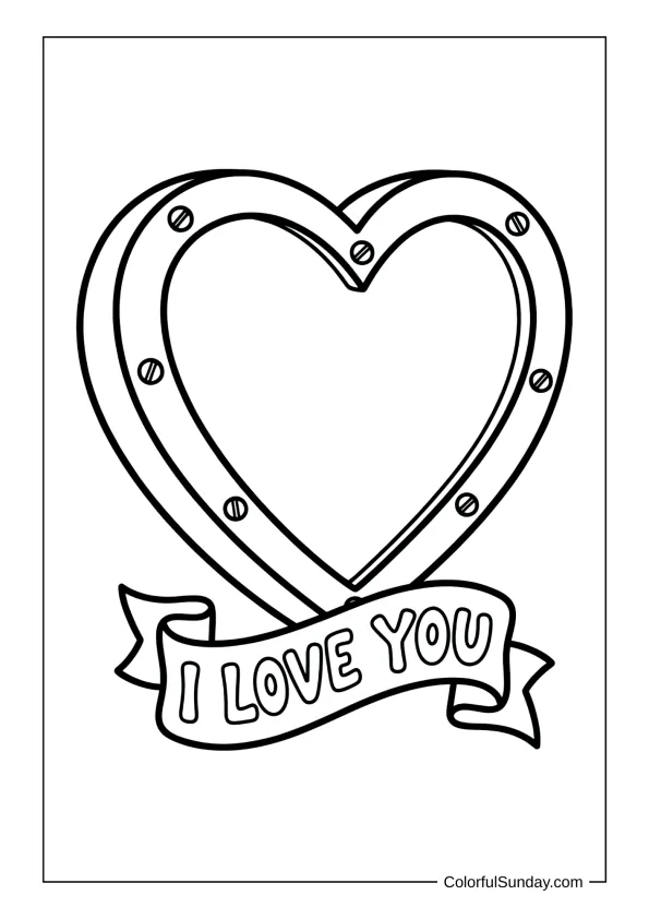 Rimmed heart with words in a coloring page