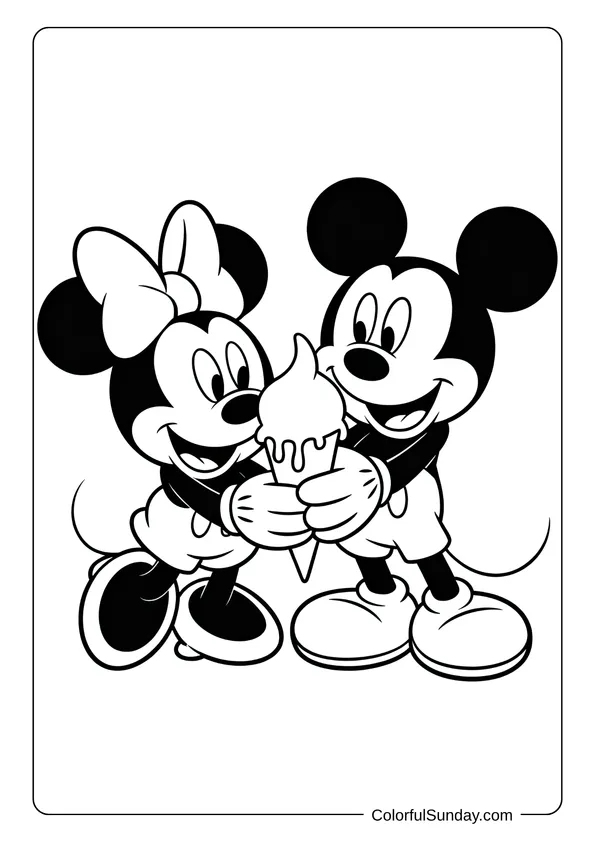 Pokemon Badges And Logo Coloring Page Minnie and Mickey Mouse sharing a large ice cream cone together in this sweet coloring page.