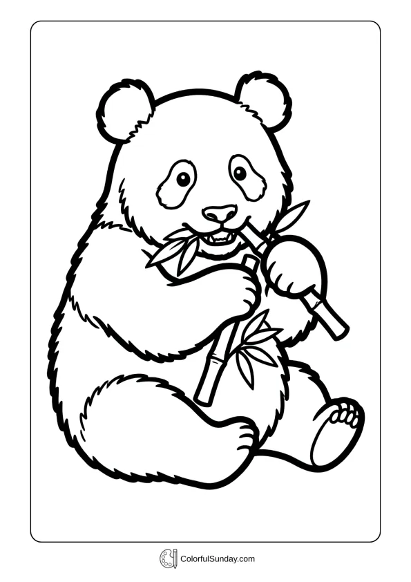 Adorable panda enjoying bamboo during Chinese New Year festivities coloring page
