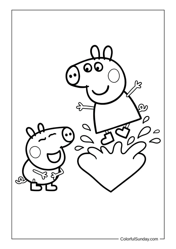 Peppa Pig with heart coloring page