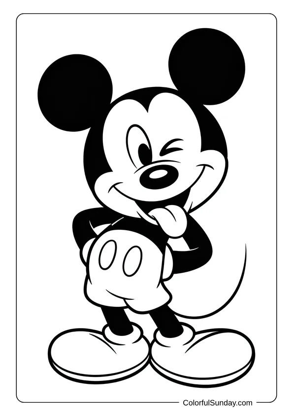 Pikachu From Pokemon Coloring Page A silly coloring page of Mickey Mouse making a goofy face while sticking out his tongue.
