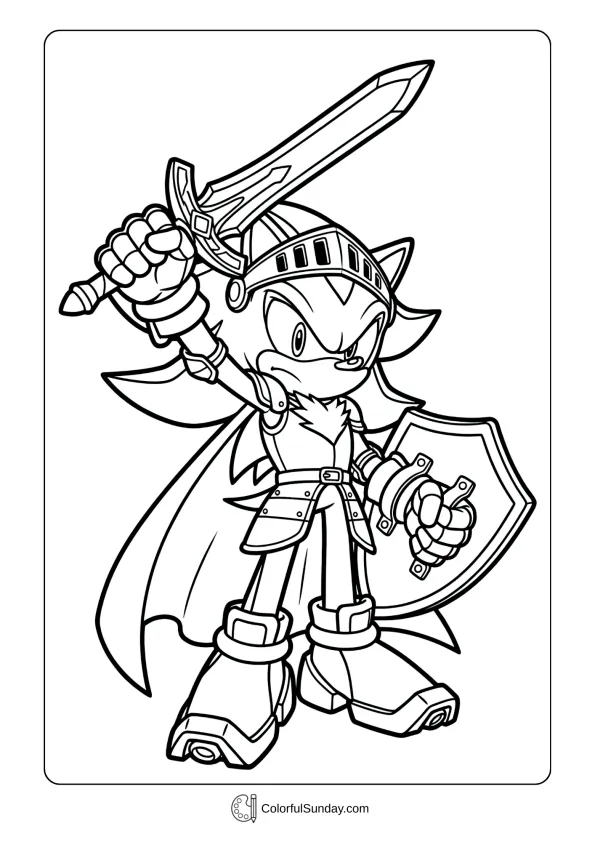 Sir Lancelot Shadow coloring page from Sonic and the Black Knight with sword coloring page