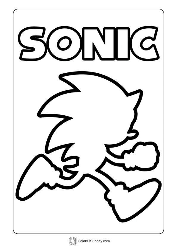 A coloring page of Sonic logo text design coloring sheet