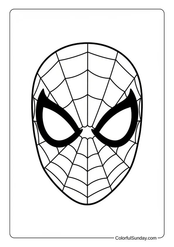 Simple Spider-Man face mask design ideal for a printable coloring page.