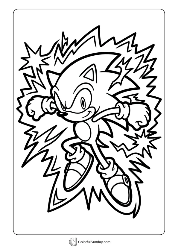 A coloring page for kids of Super Sonic transformation coloring page