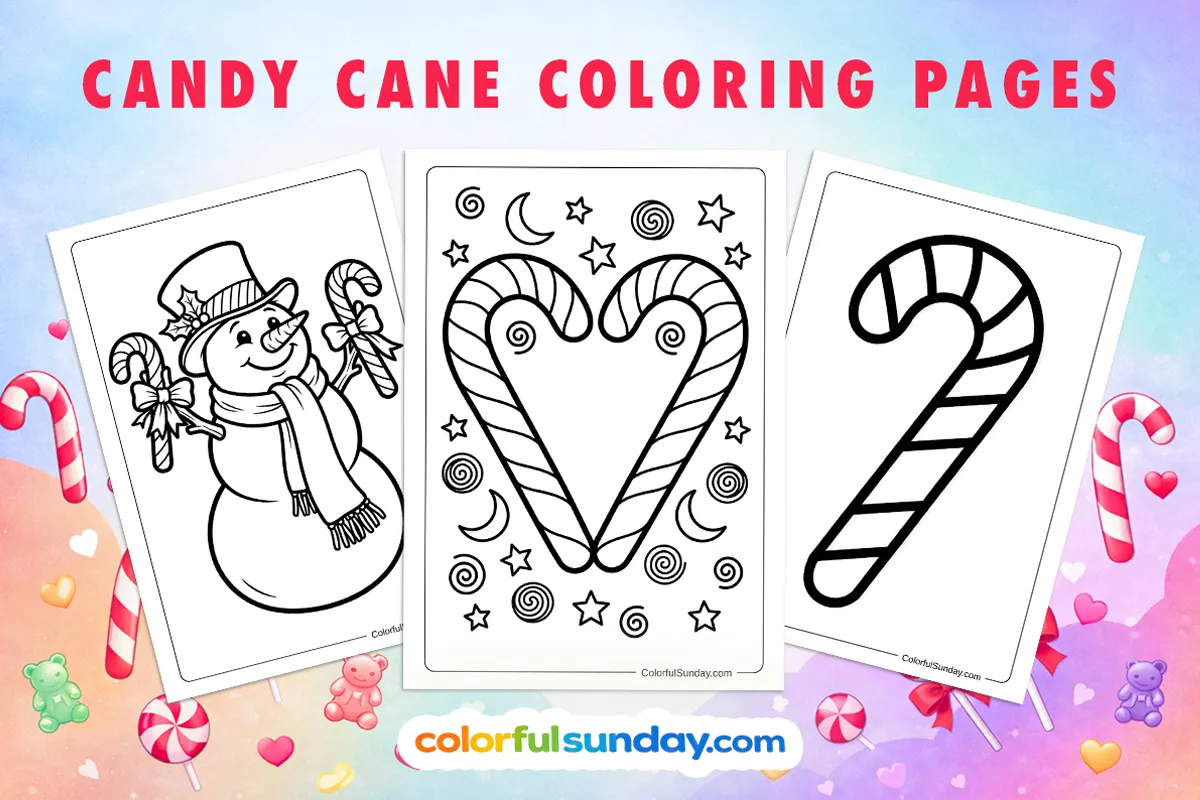 40 Candy Cane Coloring Pages (Free PDF Printables)