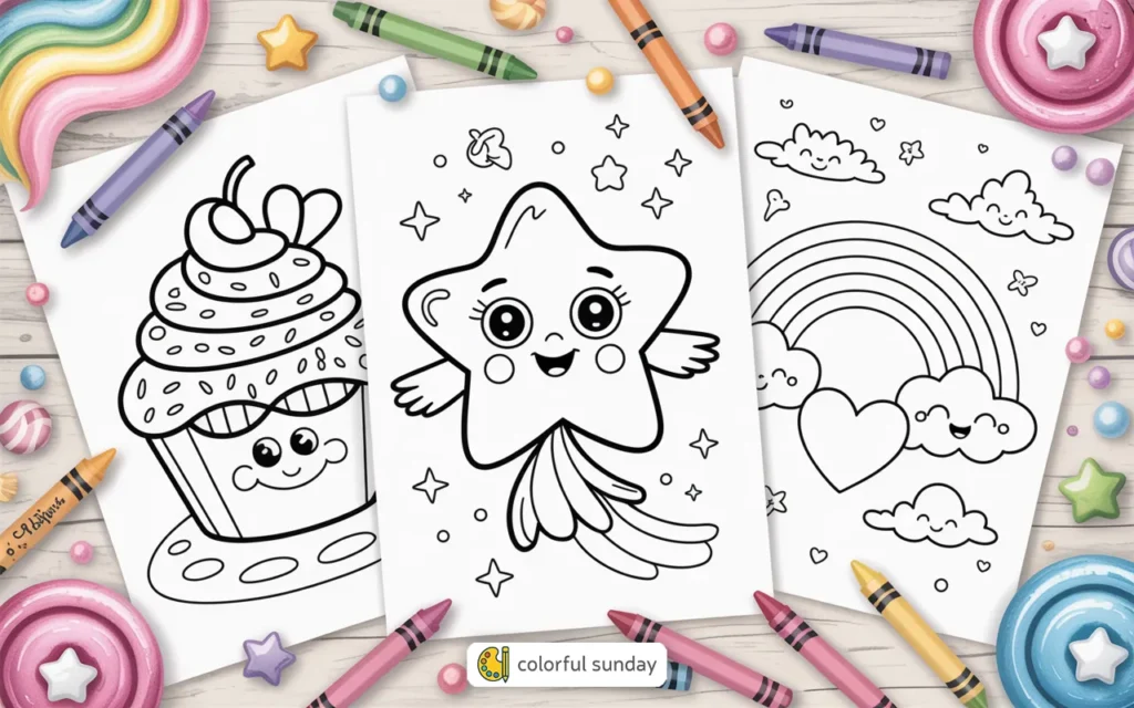 three super cute coloring pages